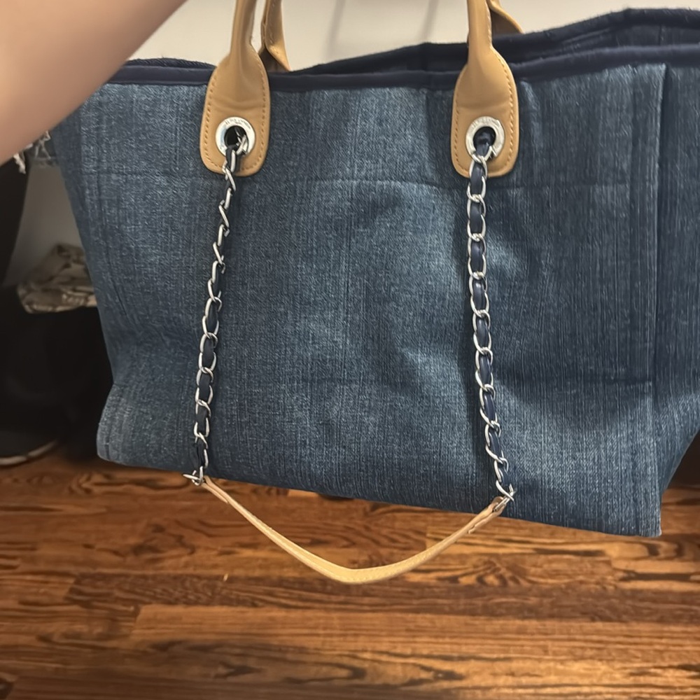 Blue and Tan Tote Bag - Picture 3 of 5